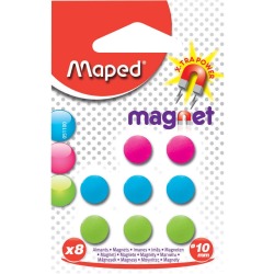 Maped aimants, 10 mm, couleurs assorties, blister de 8 pièces