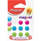 Maped magneten op blister diameter 10 mm, 8 stuks, 1 kleur per blister (groen, blauw of fuchsia)