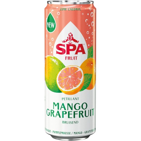 Spa Fruit Sparkling mango-grapefruit, blik van 25 cl, pak van 24 stuks