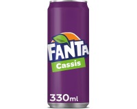 Fanta Cassis boisson rafraîchissante, sleek canette de 33 cl, paquet de 24 pièces