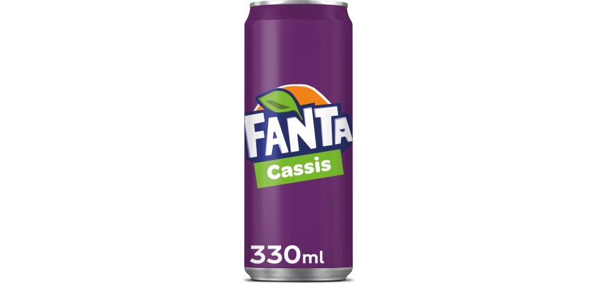 Fanta Blackcurrant refreshing drink, sleek 33 cl can, pack of 24 pieces