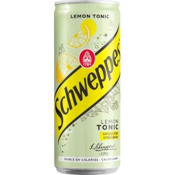 Schweppes Lemon Tonic, boisson rafraîchissante, sleek canette de 33 cl, paquet de 24 pièces