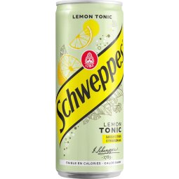 Schweppes Lemon Tonic frisdrank, sleek blik van 33 cl, pak van 24 stuks