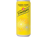 Schweppes Indian Tonic, refreshing drink, 33 cl can, pack of 24 pieces