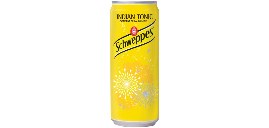 Schweppes Indian Tonic, boisson rafraîchissante, canette de 33 cl, paquet de 24 pièces