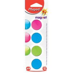 Maped aimants, 27 mm, couleurs assorties, blister de 4 pièces