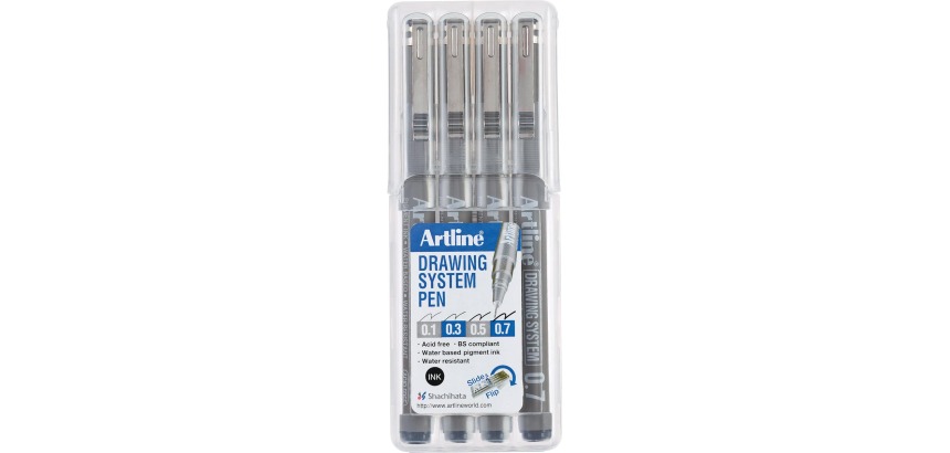 Fineliner Drawing System étui de 4 pièces: 0,1 - 0,3 - 0,5 et 0,7 mm