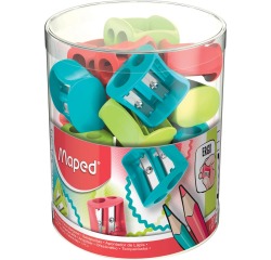 Maped taille-crayon Vivo 2 trous, en couleurs assorties, boîte de 30 pièces