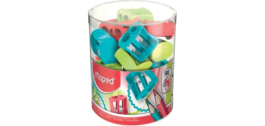 Maped taille-crayon Vivo 2 trous, en couleurs assorties, boîte de 30 pièces