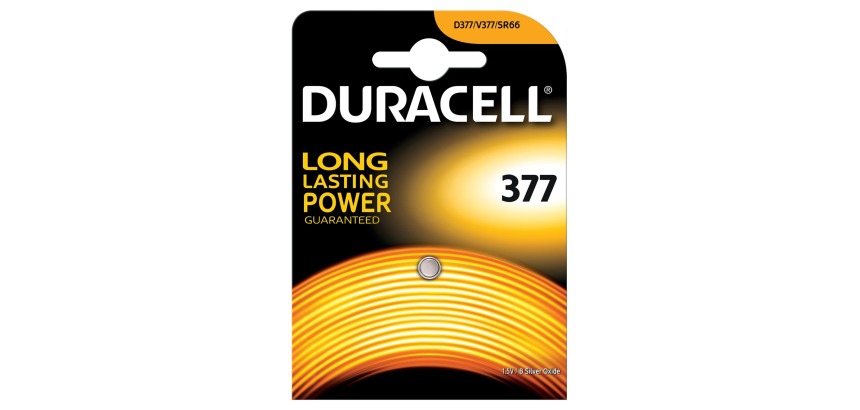 Pile bouton Duracell 377 oxyde d’argent Ø6,8mm 1,5V-18mA
