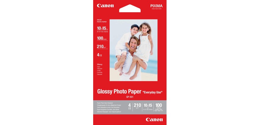 Canon papier photo GP-501 Glossy, ft 10 x 15 cm, 210 g, paquet de 100 feuilles