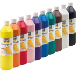 Creall gouache au doigt Happy, set de 10 flacons de 750 ml en couleurs assorties