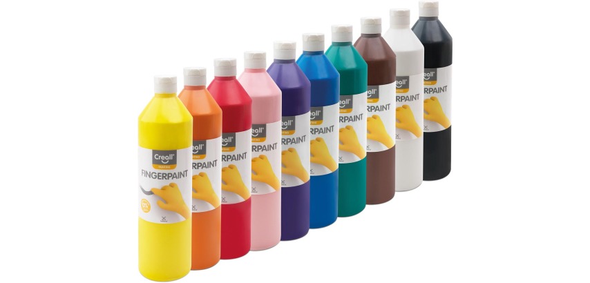 Creall gouache au doigt Happy, set de 10 flacons de 750 ml en couleurs assorties