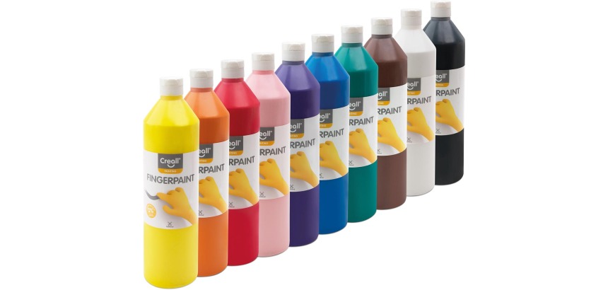 Creall vingerverf Happy, set met 10 flesjes van 750 ml in geassorteerde kleuren