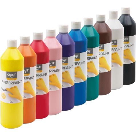Creall gouache au doigt Happy, set de 10 flacons de 750 ml en couleurs assorties