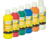 Creall vingerverf Happy, set met 6 flesjes van 250 ml in geassorteerde kleuren
