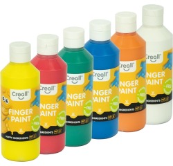 Creall gouache au doigt Happy, set de 6 flacons de 250 ml en couleurs assorties