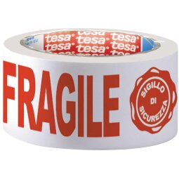 Tesa verpakkingsplakband: FRAGILE, ft 50 mm x 66 m