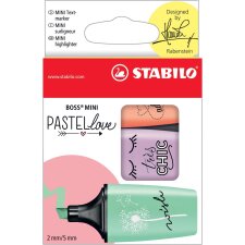 STABILO BOSS MINI Pastellove markeerstift, doosje van 3 stuks in geassorteerde pastelkleuren