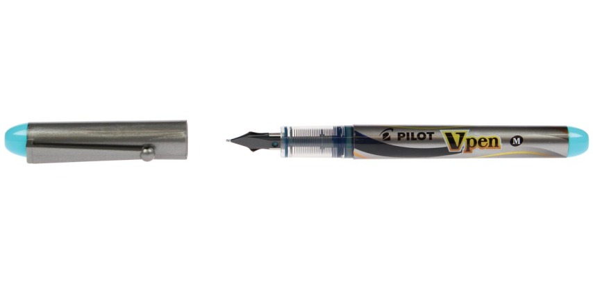 Pilot Füllfederhalter V-Pen Silber, Türkis