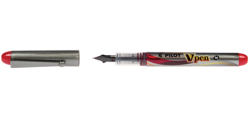 Pilot stylo plume V-Pen Silver, rouge