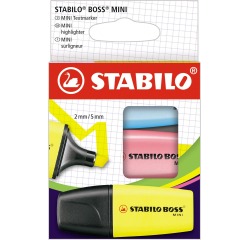 STABILO BOSS MINI surligneur, étui de 3 pièces in jaune, rose et bleu