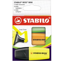 STABILO BOSS MINI surligneur, étui de 3 pièces in jaune, orange et vert