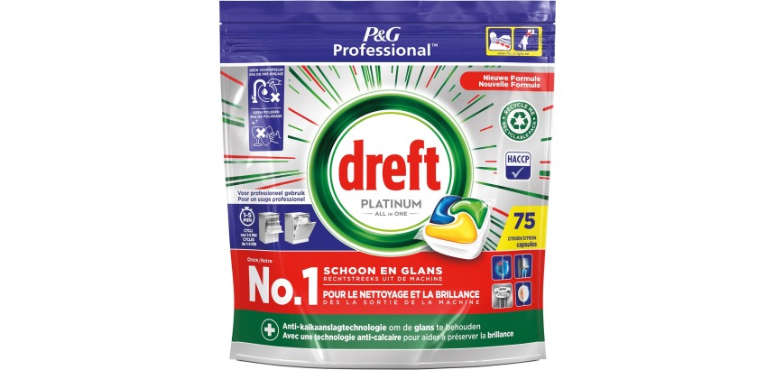 Dreft Platinum Lemon tablettes pour lave-vaisselle, paquet de 75 capsules