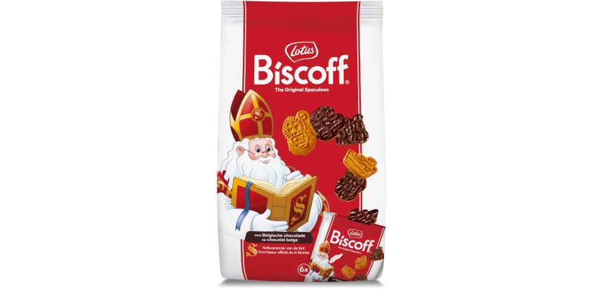 Lotus speculoos Saint Nicholas chocolate biscuits, pack of 6 x 25 g