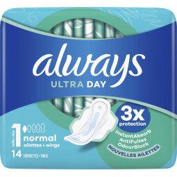 Always Ultra Day serviettes hygiéniques Normal, paquet de 14 pièces