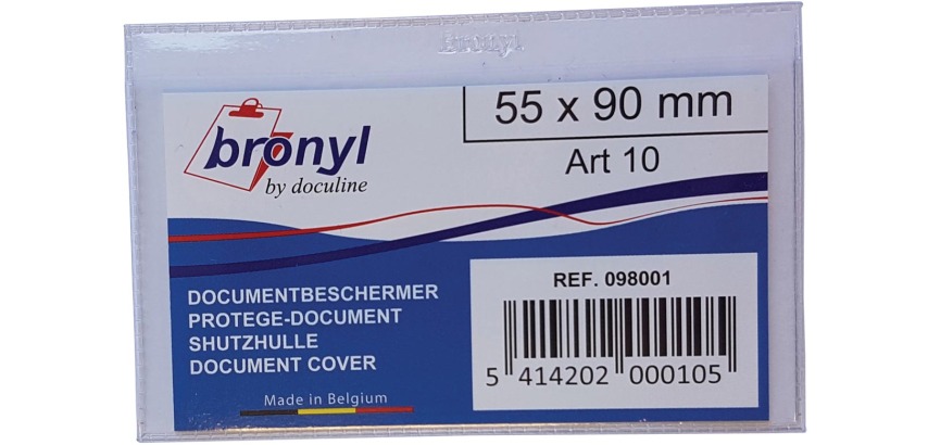 Bronyl U-mapje uit transparante PVC van 140 micron, ft kredietkaart
