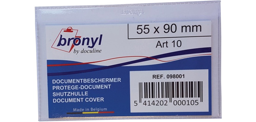 Bronyl U-förmige Hülle aus transparentem PVC mit 140 Mikron, ft Kreditkarte