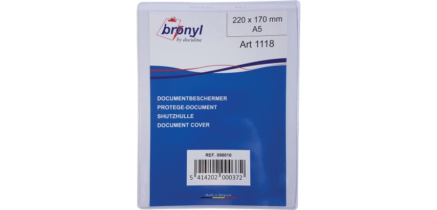 Bronyl étui en U en PVC transparente de 180 microns, ft A5