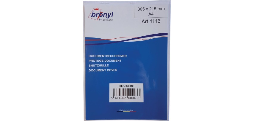 Bronyl U-mapje uit transparante PVC van 180 micron, ft A4