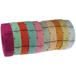 Rouleaux de tickets, couleurs assorties