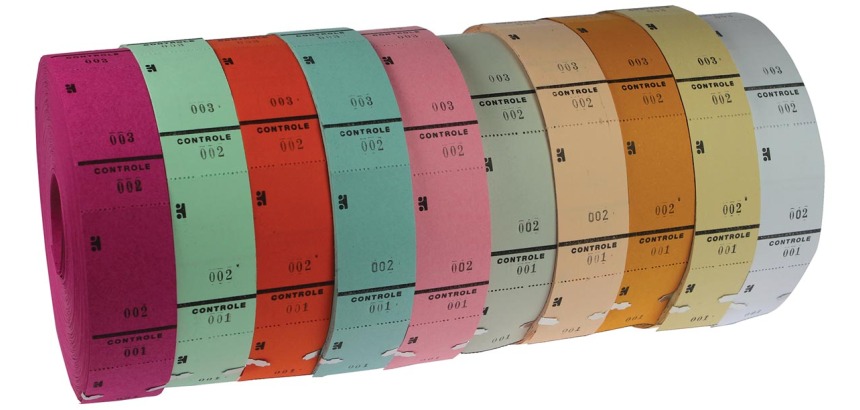 Rouleaux de tickets, couleurs assorties
