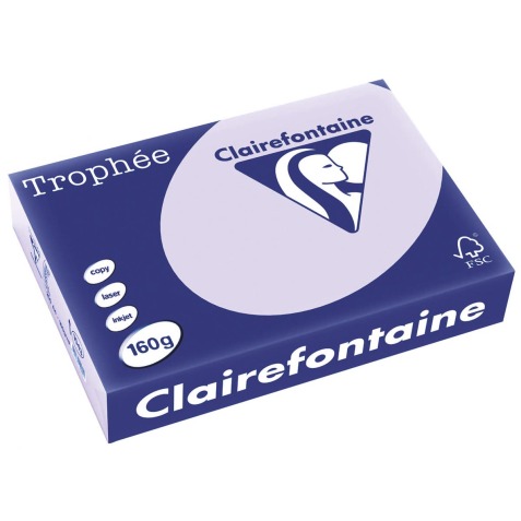 Clairefontaine Trophée Pastel, papier couleur, A4, 160 g, 250 feuilles, lilas