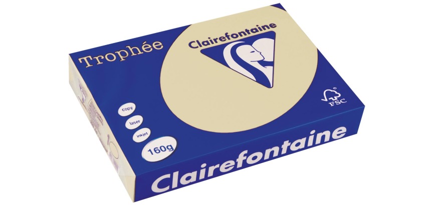 Clairefontaine Trophée Pastel, papier couleur, A4, 160 g, 250 feuilles, chamois