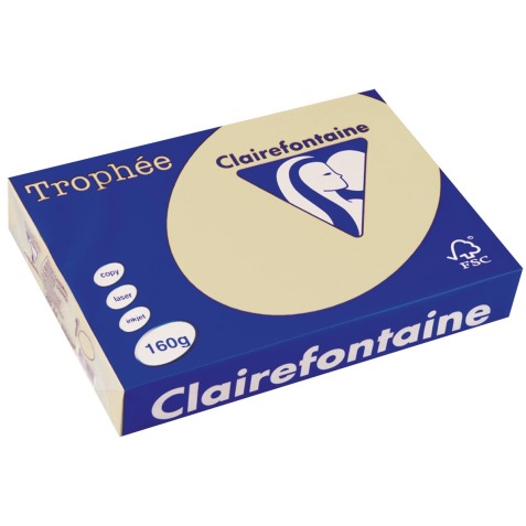 Clairefontaine Trophée Pastel, papier couleur, A4, 160 g, 250 feuilles, chamois