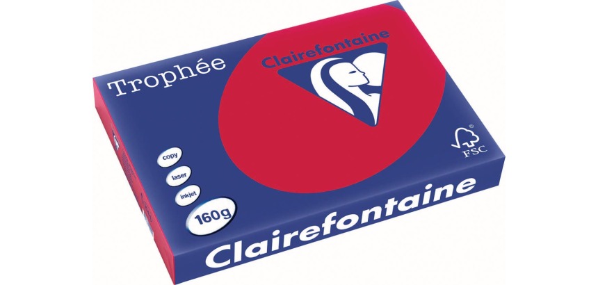Clairefontaine Trophy Intensive, colored paper, A3, 160 g, 250 sheets, red currant