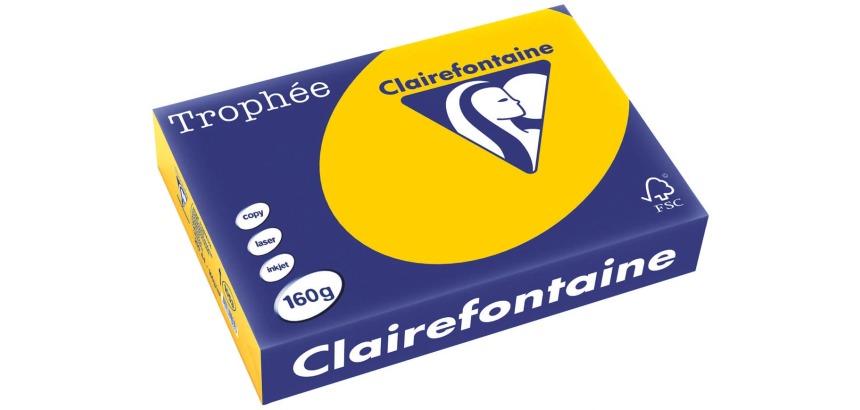 Clairefontaine Trophy Intense, colored paper, A4, 160 gsm, 250 sheets, sunflower yellow