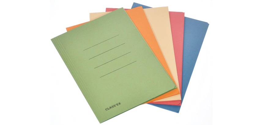Class'ex dossiermap, 3 kleppen ft 18,2 x 22,5 cm (voor ft schrift), geassorteerde kleuren