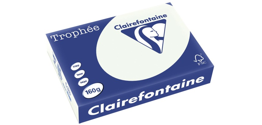Clairefontaine Trophée Pastel, papier couleur, A4, 160 g, 250 feuilles, vert pâle