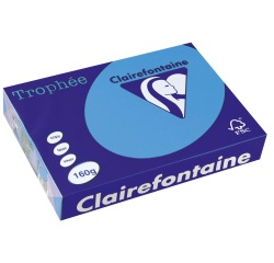 Clairefontaine Trophée Intens, papier couleur, A4, 160 g, 250 feuilles, bleu royal