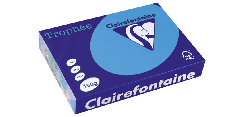 Clairefontaine Trophée Intens, papier couleur, A4, 160 g, 250 feuilles, bleu royal