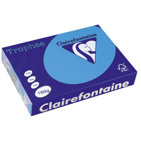 Clairefontaine Trophée Intens, papier couleur, A4, 160 g, 250 feuilles, bleu royal