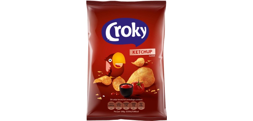 Croky chips ketchup, zakje van 100 g