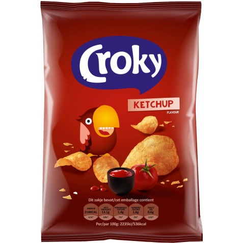 Croky chips ketchup, zakje van 100 g