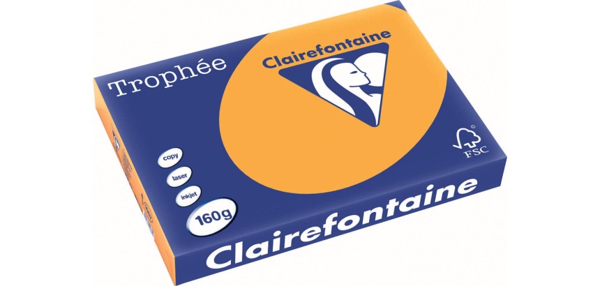 Clairefontaine Trophée Pastel, colored paper, A3, 160 g, 250 sheets, clementine