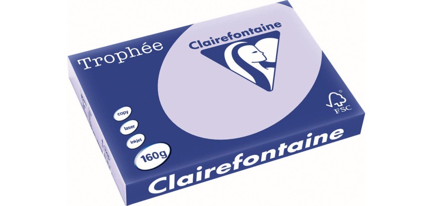 Clairefontaine Trophée Pastel, papier couleur, A3, 160 g, 250 feuilles, lilas